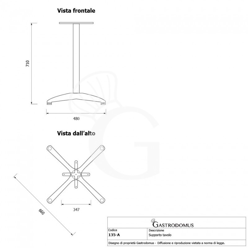 Base de aluminio de 700 mm de altura