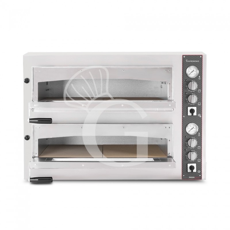 Horno eléctrico con 2 cámaras controladas mecánicamente para 6+6 pizzas de 350 mm de diámetro
