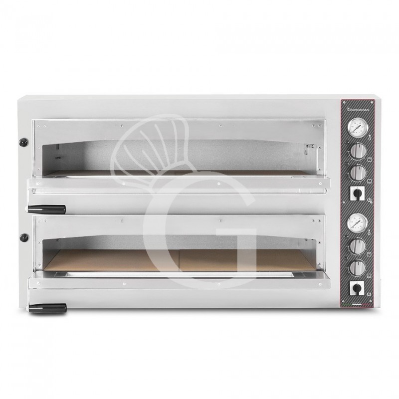 Horno eléctrico con 2 cámaras controladas mecánicamente para 6+6 pizzas de 350 mm de diámetro