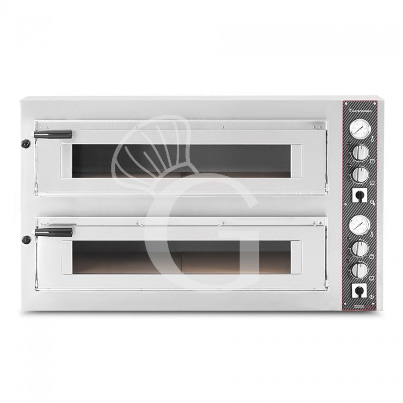 Horno eléctrico con 2 cámaras controladas mecánicamente para 9+9 pizzas de 350 mm de diámetro