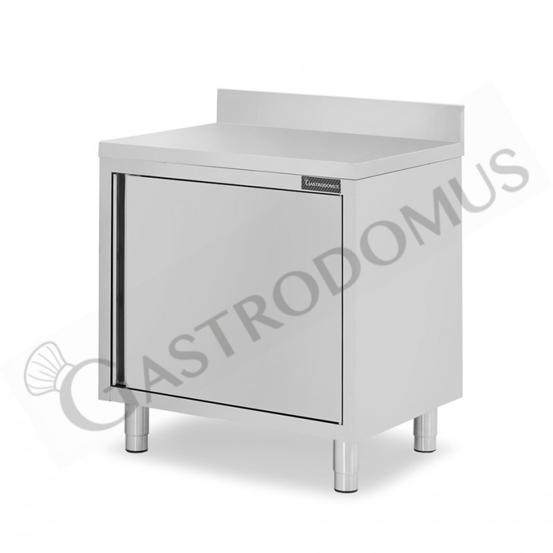 Mesa mural de acero inoxidable 1 puerta batiente y peto L 800 mm x P 800 mm x A 950 mm