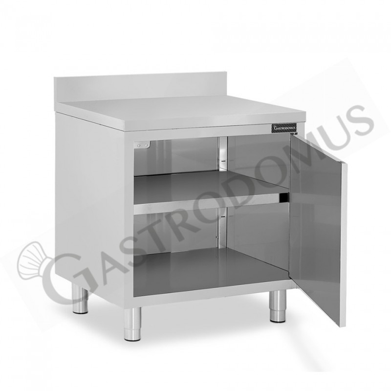 Mesa mural de acero inoxidable 1 puerta batiente y peto L 800 mm x P 800 mm x A 950 mm