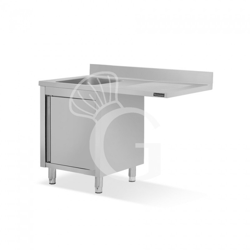 Fregadero con mueble y hueco para lavavajillas, 1 cubeta, escurridor a la derecha y puerta batiente L1200mmxP600mmxA950mm