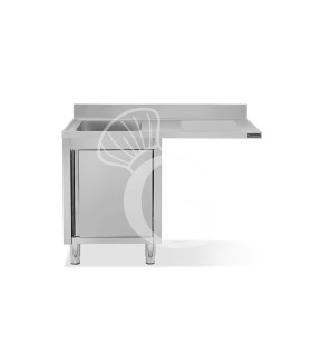 Fregadero con mueble y hueco para lavavajillas, 1 cubeta, escurridor a la derecha y puerta batiente L1200mmxP600mmxA950mm