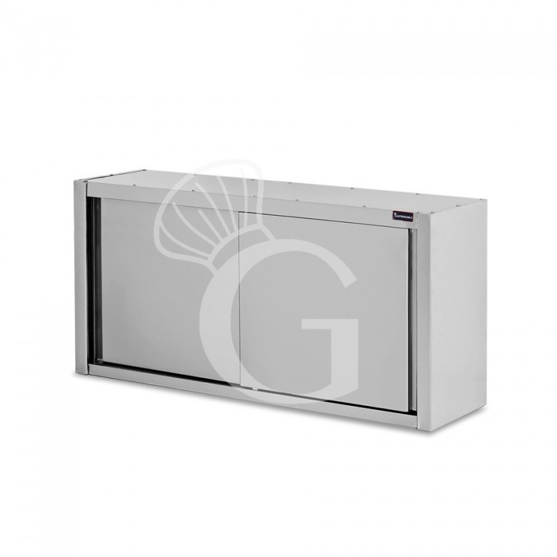 Armario de pared con puertas correderas inox con 1 estante, L 1500 mm x P 400 mm x A 800 mm