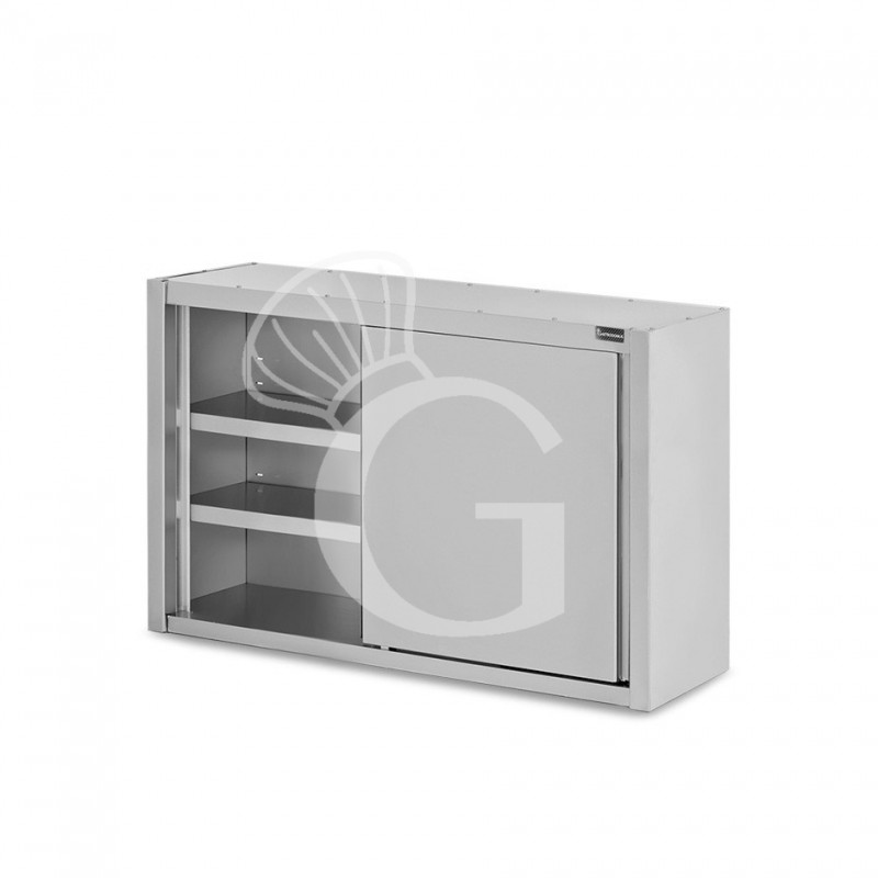 Armario de pared con puertas correderas inox con 2 estantes, L 1000 mm x P 400 mm x A 1000 mm