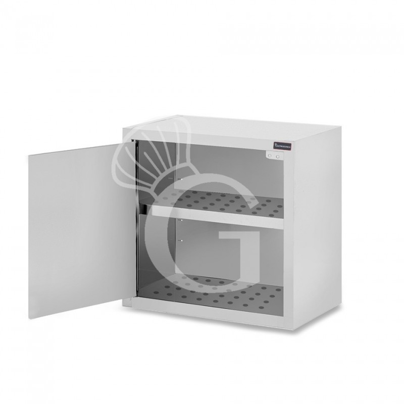 Armario de pared  de acero inoxidable con escurridor, 1 puerta batiente, 1 estante perforado, L 700 mm x P 400 mm x A 660 mm