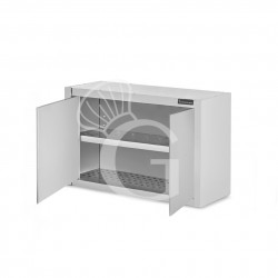 Armario de pared de acero inoxidable con escurridor, 2 puertas batientes, 1 estante perforado, L 800 mm x P 400 mm x A 660 mm