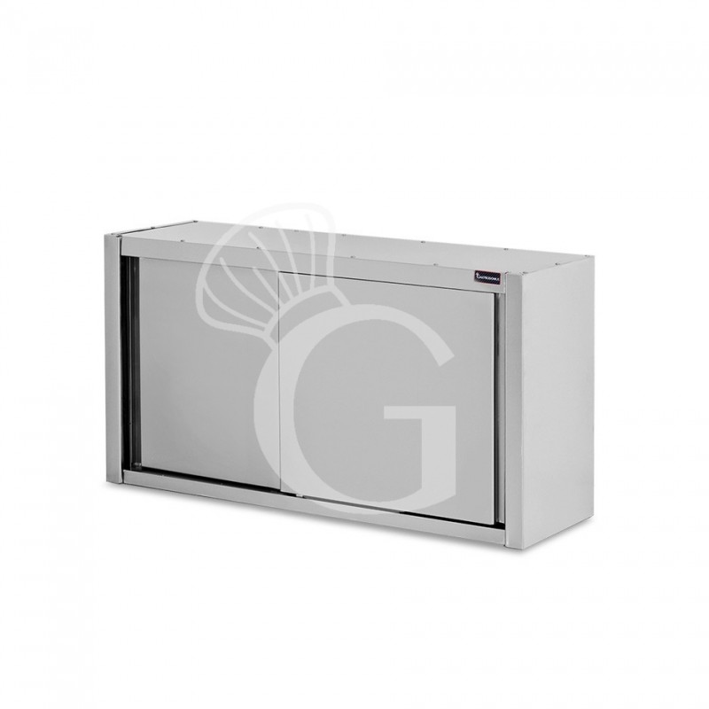Armario de pared de acero inoxidable con escurridor, puertas correderas, 1 estante perforado, L 1000 mm x P 400 mm x A 800 mm