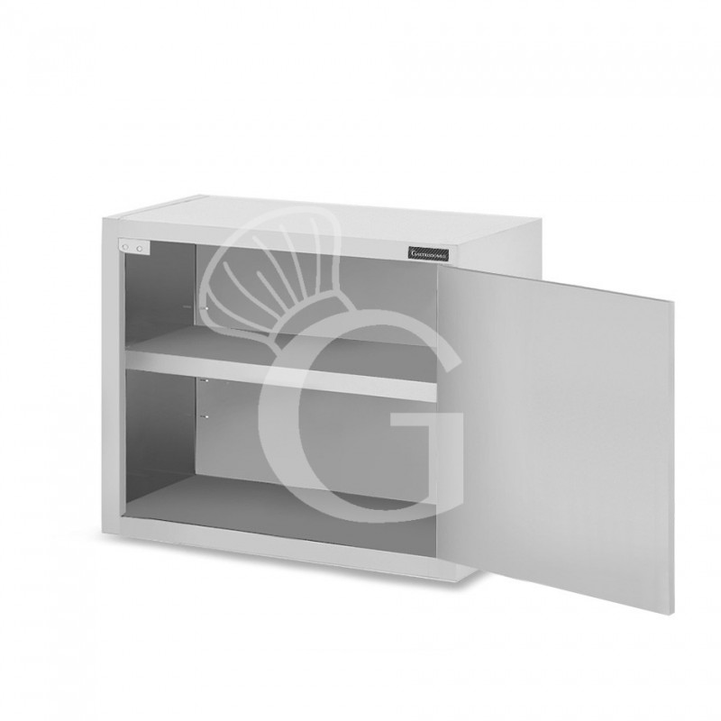 Armario de pared de acero inoxidable con 1 puerta batiente y 1 estante, L 600 mm x P 400 mm x A 660 mm