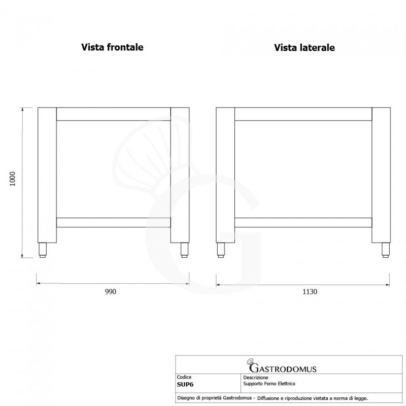 Soporte para horno de pizza VIREX6 con patas ajustables