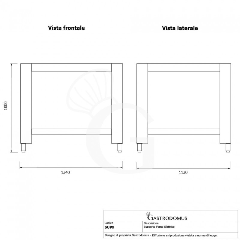 Soporte para horno de pizza VIREX9 con patas ajustables