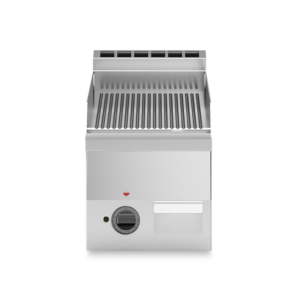 Fry Top eléctrico de sobremesa, una placa acanalada 3000 W Monofásico P 600 mm