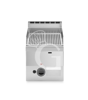 Fry top de gas de sobremesa una placa acanalada cromada 5200 W L 300 mm x P 600 mm x A 280 mm