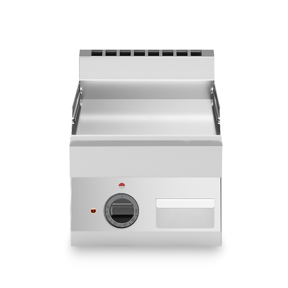 Fry Top eléctrico de sobremesa, una placa lisa cromada 4500 W Trifásico P 650 mm