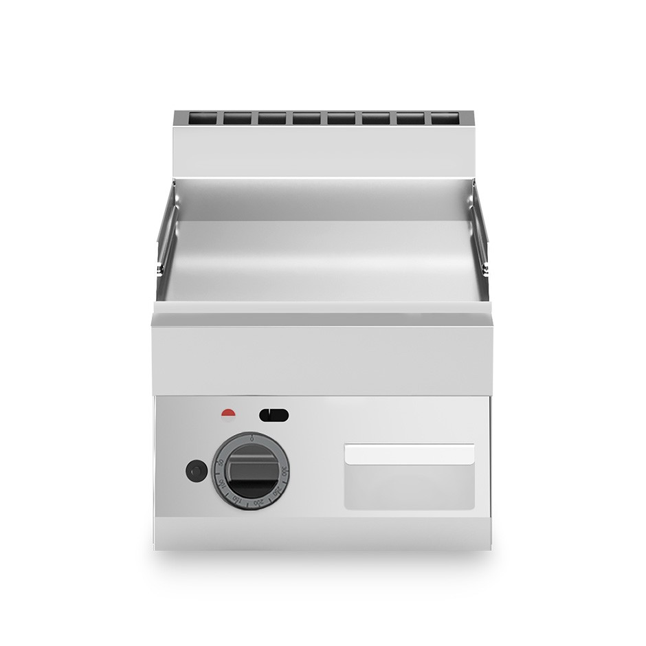 Fry top de gas de sobremesa, una placa lisa cromada 5700 W L 400 mm x P 650 mm x A 280 mm