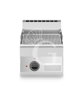 Fry Top eléctrico de sobremesa, placa acanalada cromada 4500 W Trifásico P 650 mm