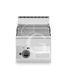 Fry top de gas de sobremesa, con una placa acanalada cromada 5700 W L 400 mm x P 650 mm x A 280 mm
