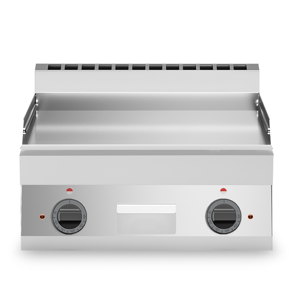 Fry top eléctrico, placa lisa cromada 9000 W Trifásico P 650 mm