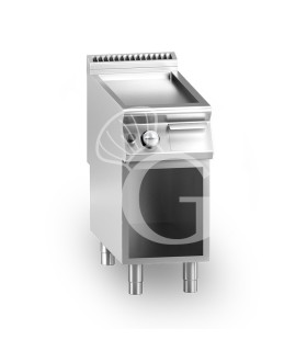 Fry top de gas sobre armario abierto, una placa lisa cromada 10500 W L 400 mm x P 900 mm x A 870 mm