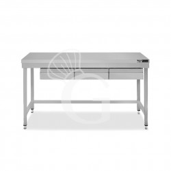 Mesa de acero inoxidable con 3 cajones L 1400 mm x P 800 mm x A 865 mm