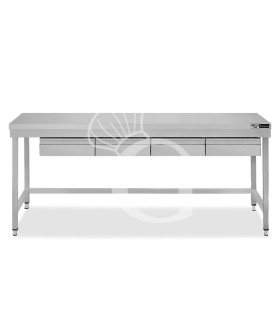 Mesa de acero inoxidable con 4 cajones, L 1800 mm x P 800 mm x H 865 mm