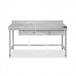 Mesa de acero inoxidable con 3 cajones y peto L 1700 mm x P 800 mm x A 965 mm