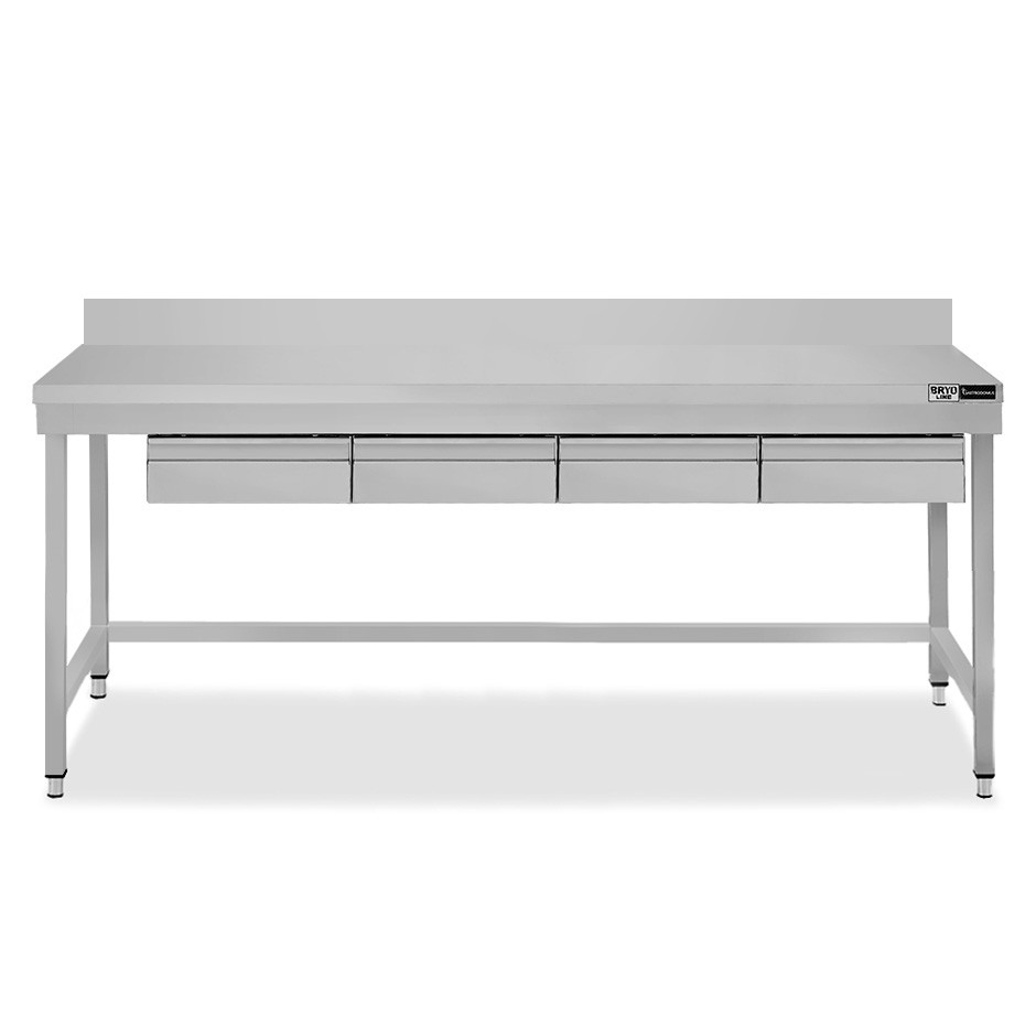 copy of Tavolo inox 4 cassetti alzatina L 1800 mm x P 800 mm x H 950 mm