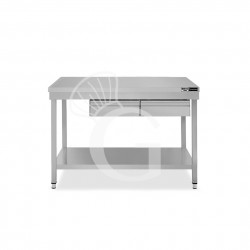 Mesa de acero inoxidable con 2 cajones L 1200 mm x P 800 mm x A 865 mm