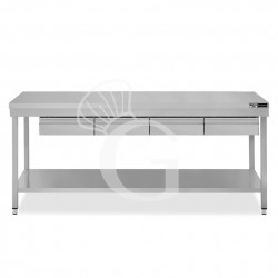 Mesa de acero inoxidable con 4 cajones L 1800 mm x P 800 mm x A 865 mm