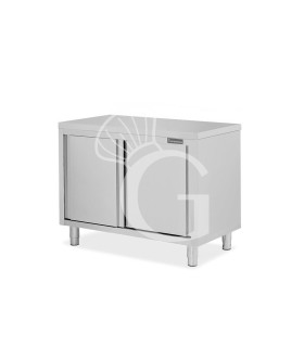 Mesa mural de acero inoxidable con puertas correderas dobles L 1000 mm x P 700 mm x A 850 mm