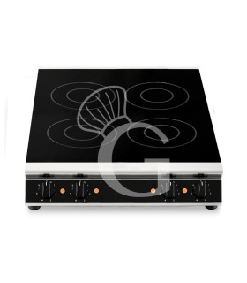 Cocina de sobremesa en vitrocerámica profesional 4 zonas de cocción L 710 mm x P 670 mm x A 120 mm