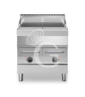Parrilla eléctrica con agua, doble sobre armario cerrado de 700 mm de profundidad