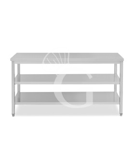 Mesa de acero inoxidable con 2 estantes L 2000 mm x P 800 mm x A 865 mm