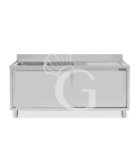 Fregadero 2 puertas correderas 2 senos , escurridor, orificio para grifo
