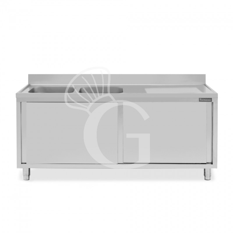 Fregadero 2 puertas correderas 2 senos , escurridor, orificio para grifo