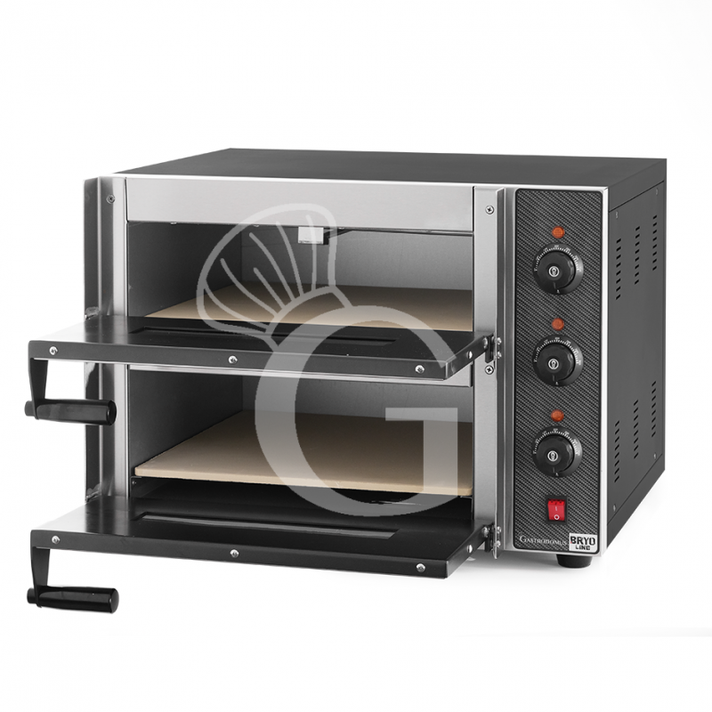 Horno eléctrico para 2 pizzas de diámetro 400 mm, equipado con 2 cámaras con control  mecánico