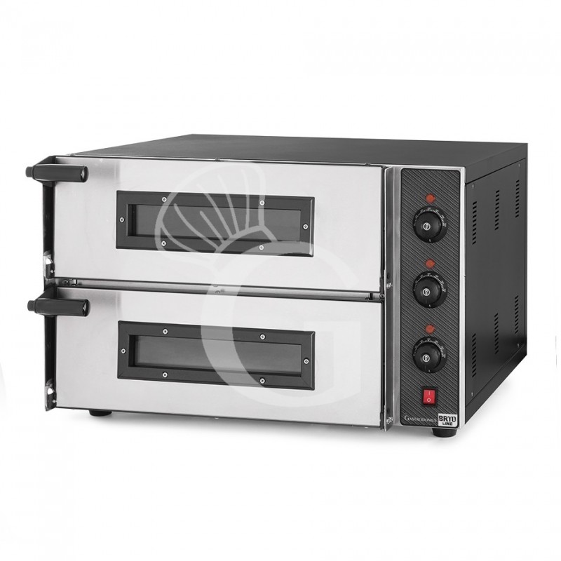Horno eléctrico para 2 pizzas con un diámetro de 450 mm, equipado con 2 cámaras controladas mecánicamente