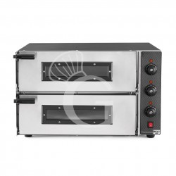 Horno eléctrico para 2 pizzas con un diámetro de 450 mm, equipado con 2 cámaras controladas mecánicamente
