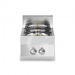 Cocina a gas de sobremesa, 2 fuegos con quemador piloto, 700 mm de profundidad
