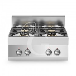 Cocina a gas de sobremesa, 4 fuegos con quemador piloto, 700 mm de profundidad