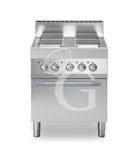 Cocina eléctrica profesional 4 placas de cocción cuadradas horno eléctrico de convección GN1/1 profundidad 700 mm