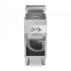 Cocina eléctrica 2 placas de vitrocerámica en mueble abierto de 700 mm de profundidad
