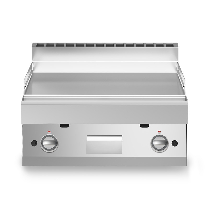 Fry top eléctrico de sobremesa, placa lisa cromada 9000 W Trifásico P 700 mm