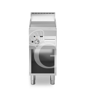 Fry Top de gas sobre mueble abierto, placa lisa cromada 5700 W L 400 mm x P 700 mm x A 850 mm