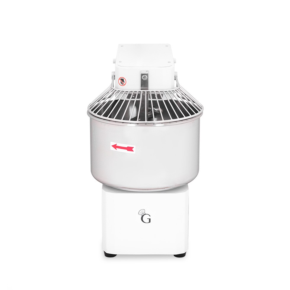 Amasadora con cabezal y cuba fijos, capacidad 20 Lt, tensión trifásica con 2 velocidades