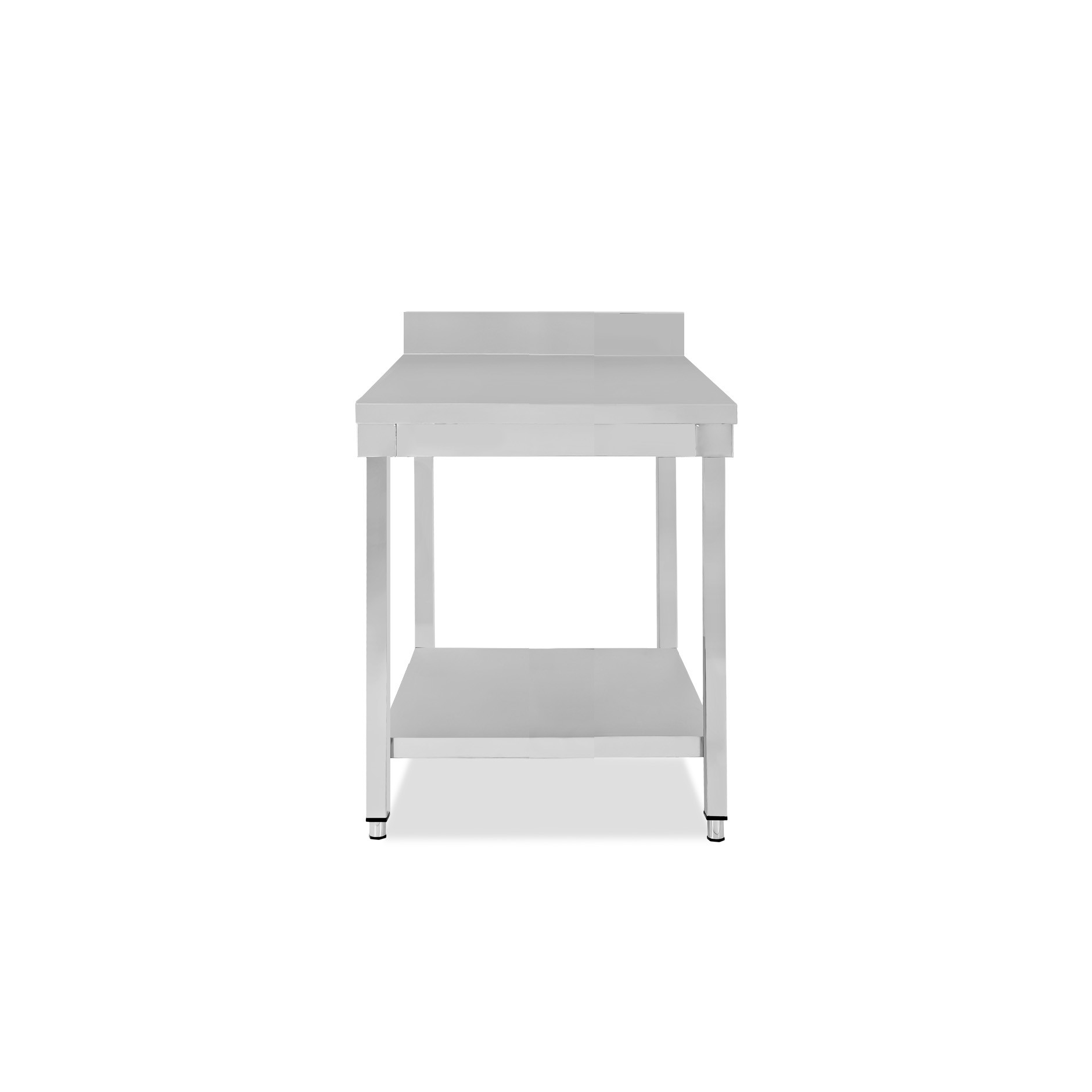 Mesa de acero inoxidable con estante inferior y peto L 500 mm x P 700 mm x A 950 mm