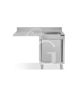 Fregadero con mueble y hueco para lavavajillas, 1 cubeta, escurridor a la izquierda L 1400 mm x P 700 mm x A 950 mm