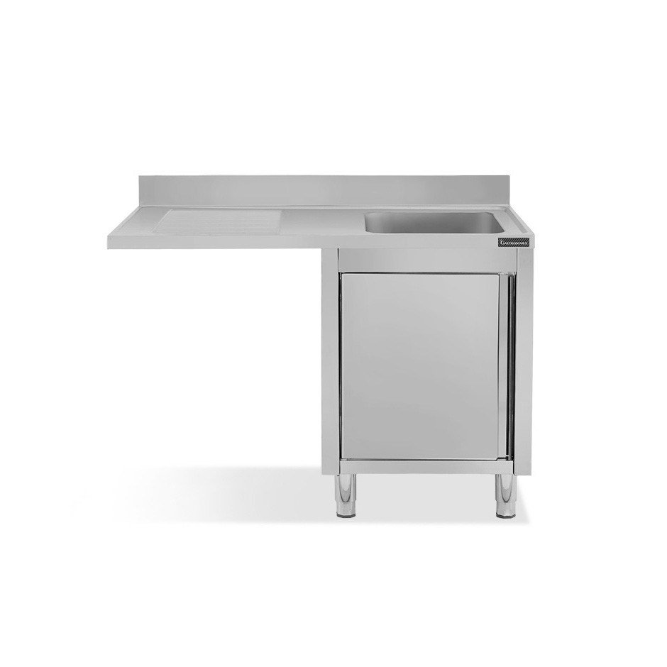 Fregadero con mueble y hueco para lavavajillas, 1 cubeta, escurridor a la izquierda L 1400 mm x P 700 mm x A 950 mm