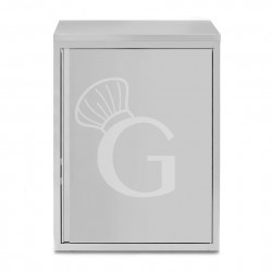 Armario de pared de acero inoxidable con 1 puerta batiente y 2 estantes, L 500 mm x P 400 mm x A 1000 mm